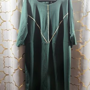 Ashley Stewart Green Dress with Gold Details
